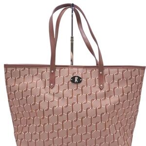 #159 ROBERTA DI CAMERINO Beige & Moccha abstract link pattern.EUC Preloved as is